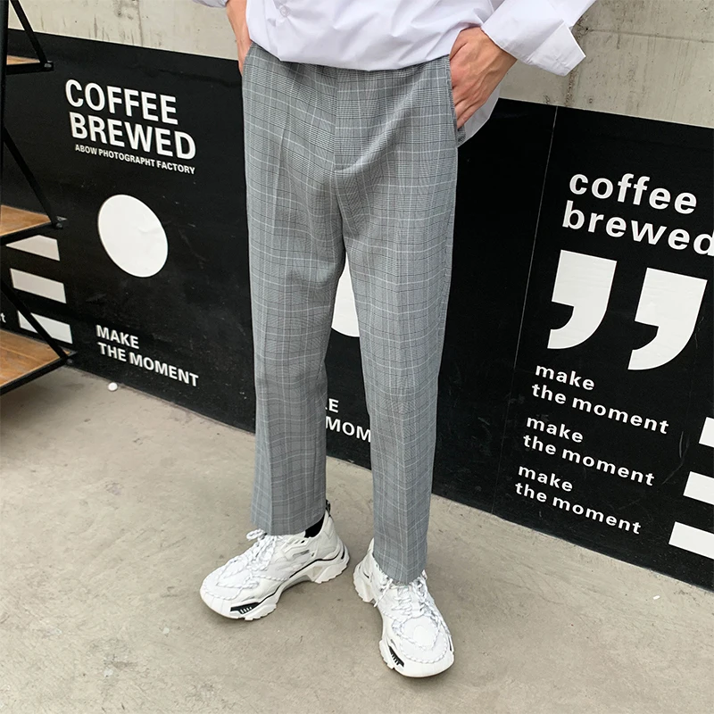 

2019 Men's Western-style Trousers Lattice Printing Suit Pants Business Casual Pants Formal Pantalon Homme Slim Fit Pants M-XL