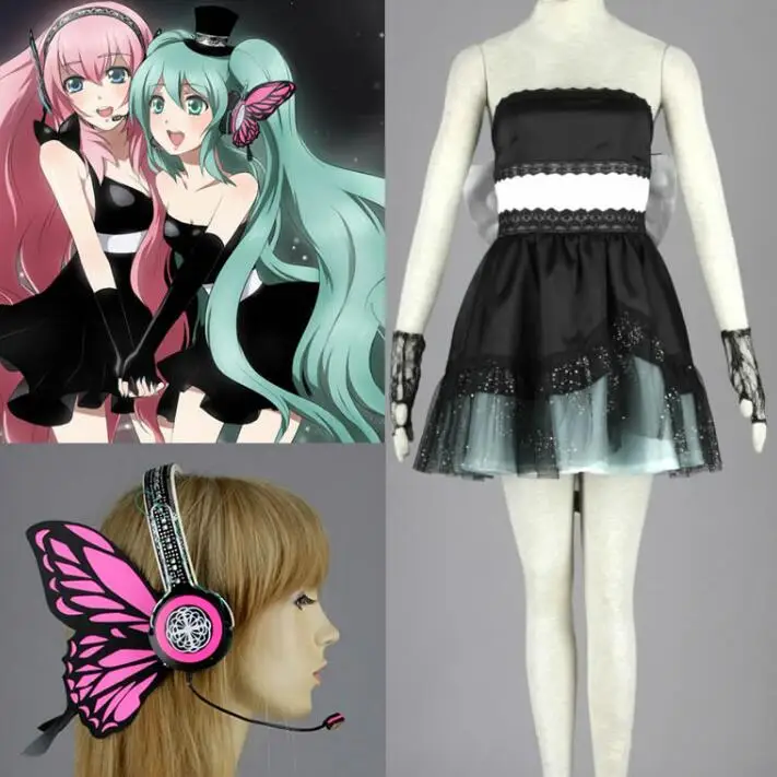 

Custom Made Anime VOCALOID The Eight Generation Cosplay Costume Woman Black Dress