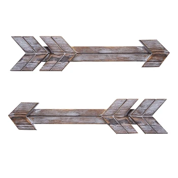 

Rustic Wood Wooden Arrows Hanging Sign Wall Art Artwork for Farmhouse Home Decor Decorations (Set of 2, Brown)