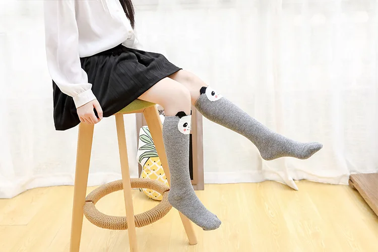 kids knee above cotton sock cartoon owl dog print children heaps socks half cylinder boy girl socks knee-high socks