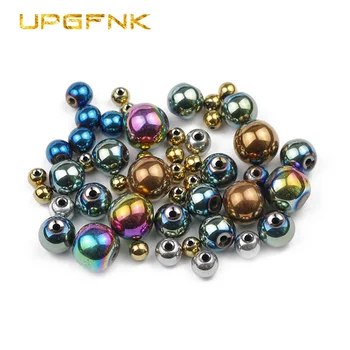 

UPGFNK Natural Stone beads black Hematite 2/3/4/6/8/10mm Plating Round Loose beads for Jewelry Making DIY bracelet Accessories