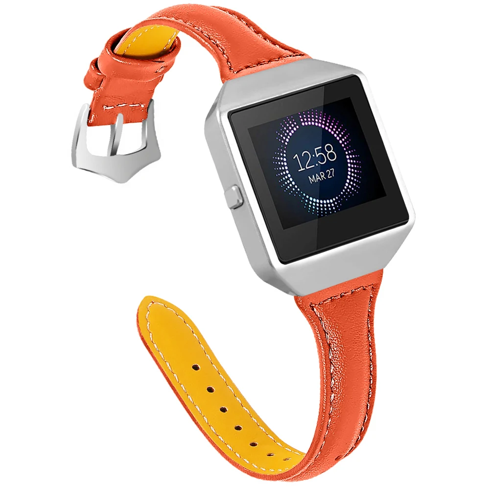 Кожаный ремешок для часов на замену браслет ремень для FitbitBlaze Смарт часы VH99 - Цвет: Оранжевый