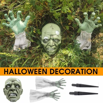 

Halloween Decoration Play Horror Buried Alive Skeleton Head & Claw Garden Yard Lawn Scary Skull Head & Hand Halloween Decoration