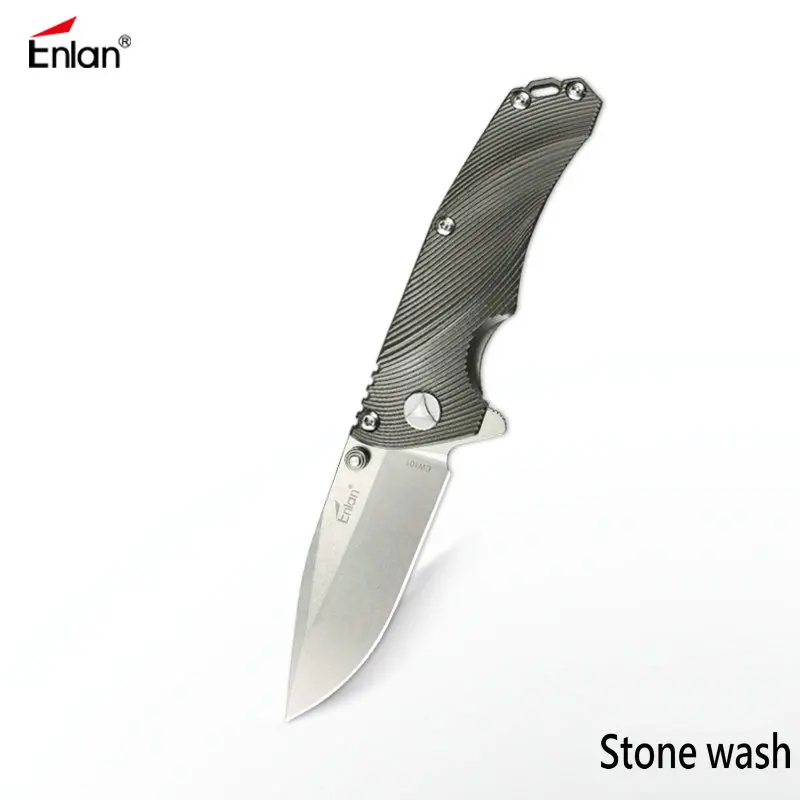 stone wash ENLAN EW101 TC4 Походный нож Aus-8 лезвием, шарикоподшипник складной охотничий Открытый Ножи Коллекция спасательный инструмент Edc дропшиппинг - Цвет: stone wash