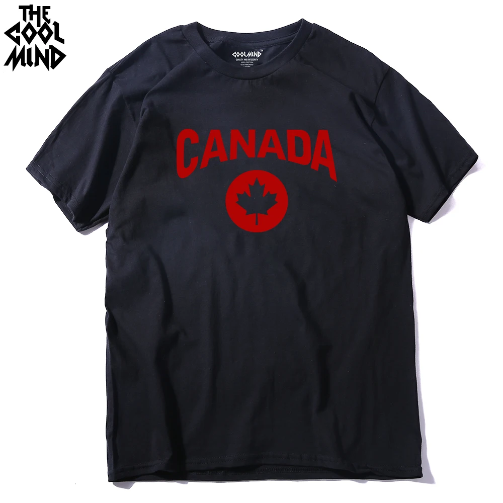 

COOLMIND CA0112A cotton CANADA MAPLE printed men T shirt casual short sleeve men's T-shirt o-neck knitted tops tee shirts