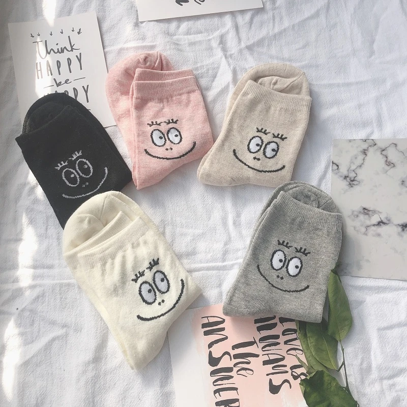 SP& CITY, 5 пар в наборе, женские милые Носки с рисунком смайлика Harajuku, женские хлопковые носки в подарок на год, Повседневные Удобные носки