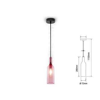 

V-TAC SV3772 Led chandelier pendant glass bottle shape Pink Pink attack E14 for restaurant Sushi bar SKU-37
