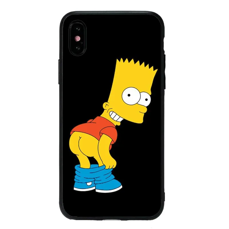 TPU Симпсон Черный силиконовый чехол для телефона для iPhone 5S, se X 6 6sPlus 7 7Plus 8 8 Plus XS MAX XR Барт Симпсон Забавный мультяшный чехол - Цвет: TPU