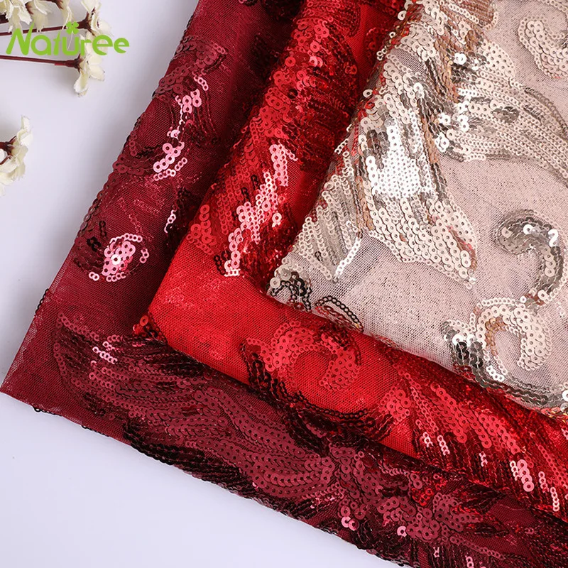 125 см* 100 см вышитая ткань растительный цветок блесток ткань блесток вышивка ткань для платья