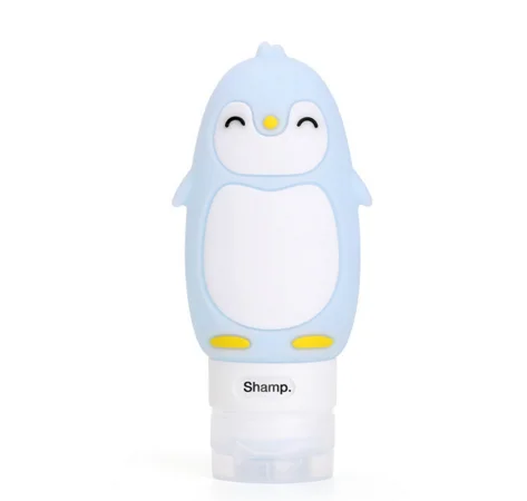 Портативный мультяшный медведь Пингвин животное силиконовый Дорожный Чехол-органайзер шампунь для геля и лосьона для душа многоразовая бутылка - Цвет: SkyBlue