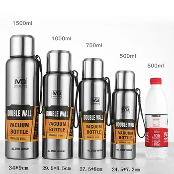 

500/750/1000/1500ml Portable Large Capacity Russian Outdoor Insulated Cup Military Style Vacuum Flask Thermos Bottle