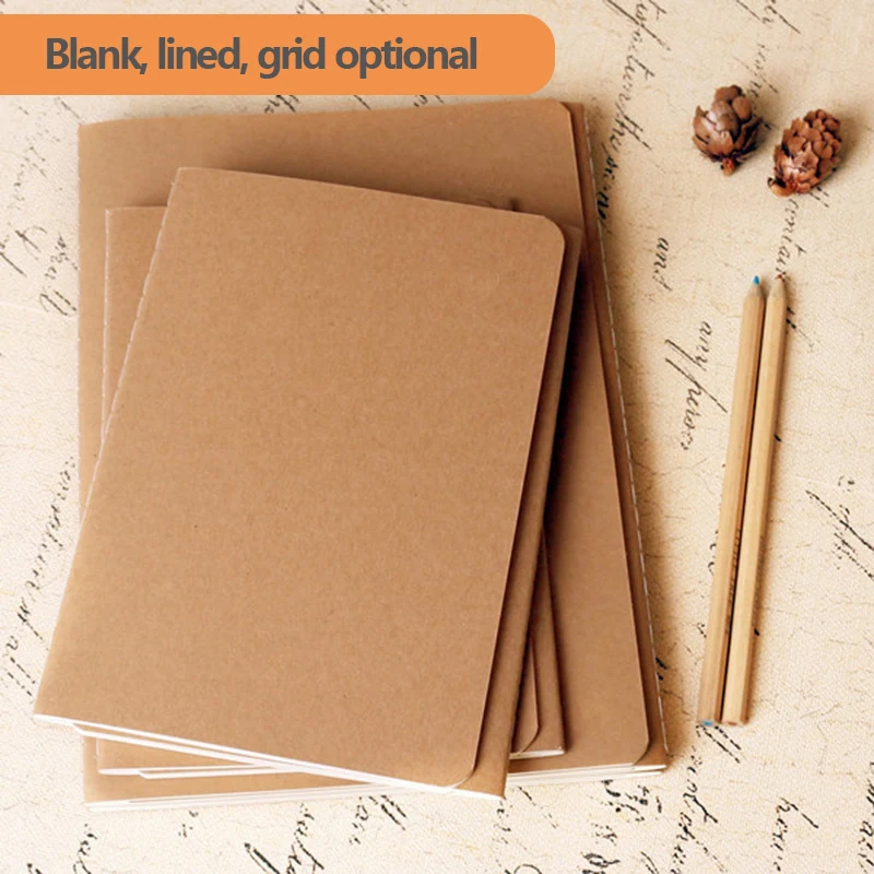 

Notebook Vintage A5 Diary Blank/grid/lined optional 38 sheets / 76 pages Sketchbook Grid Bullet journal