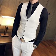 Новинка! модный однотонный зимний приталенный мужской жилет с v-образным вырезом в Корейском стиле. Однобортный жилет