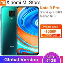 グローバルバージョンxiaomi redmi注9プロ6ギガバイト64ギガバイトの携帯電話キンギョソウ720グラムオクタコア64MPクワッドカメラ5020バッテリーnfc支払う(China)