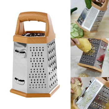 

New 8Inch Vegetable Fruit Slicer Six Side Stainless Steel Grater Kitchen Gadgets Portable Cooking Tool Carrot Potato Peelers