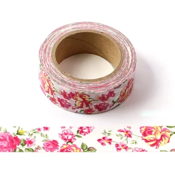 

10M Decorative Beautiful Red Pink Flowers Washi Tape DIY Scrapbooking Sticker Label Japanese Masking tape School Office Supply