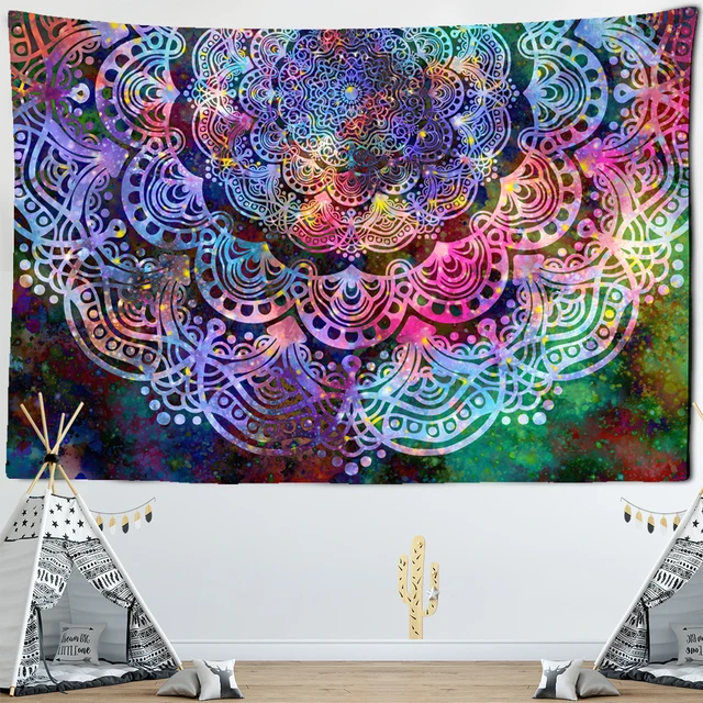 Bohemian Polyester Indian Mandala Tapestry Wall Hanging
