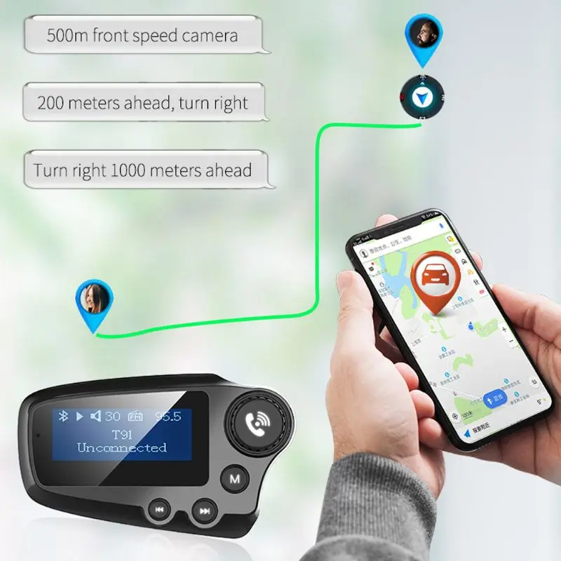 Bluetooth FM Transmitter Hands-Free Car Wireless Radio Adapter Kit QC3.0 Smart Dual USB Ports TF Card Mp3 Music Player