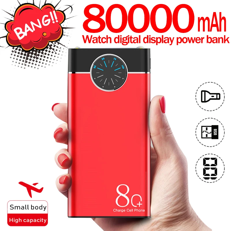 80000Mah Portable Power Bank Appliances 3.0 Mobile Roulette Monitor PD USB External Battery for iPhone Xiaomi | Мобильные телефоны