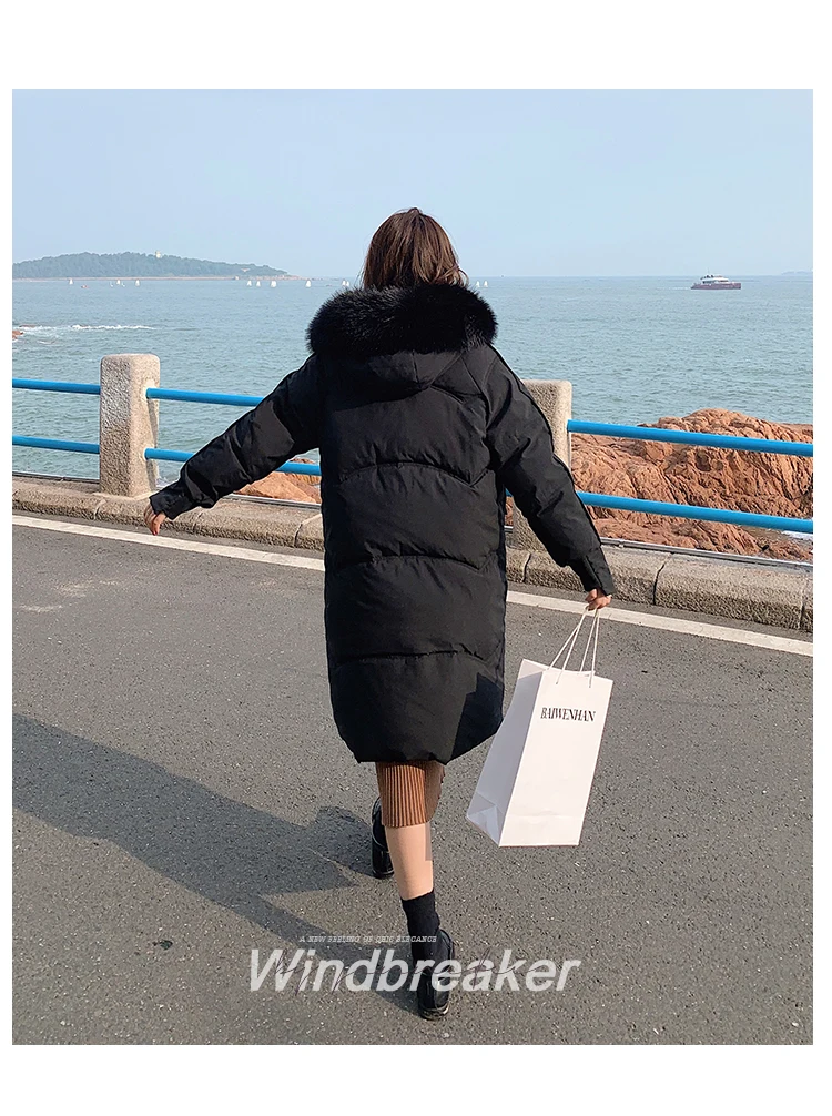 Winter Down Puffer Women Patchwork Korean Style Warm Fur Parkas Ovrcoat Female Casual Long Hooded Outwear Coats 2021 - AliExpress