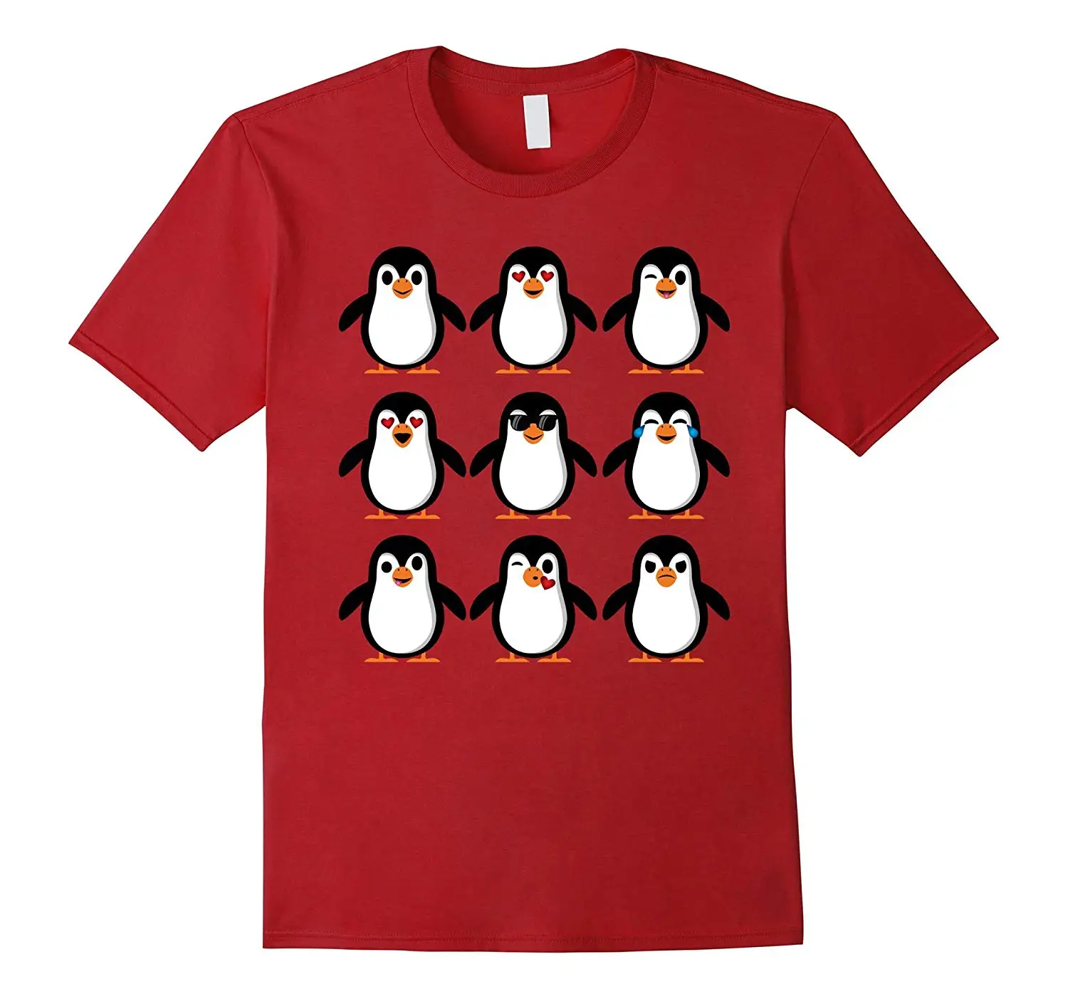 Penguin Emoji Costume Christmas T-Shirt Amazing Short Sleeve Unique Casual Tops |