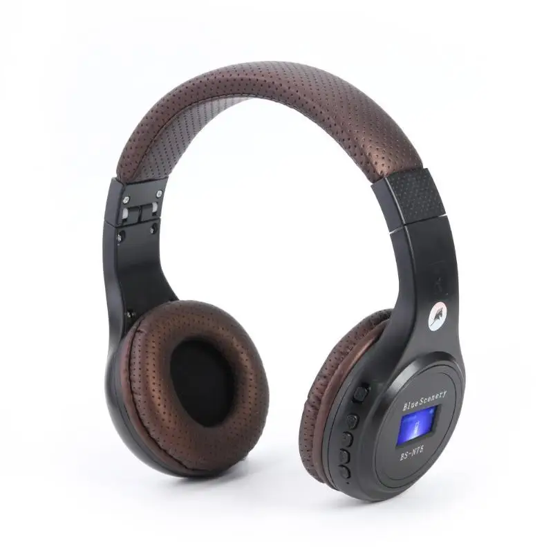 BS-N75 складные беспроводные Bluetooth наушники гарнитура с ЖК-дисплеем синий FM TF слот для карт Поддержка 32 Гб MP3 автомобиля электронный - Название цвета: brown Headset