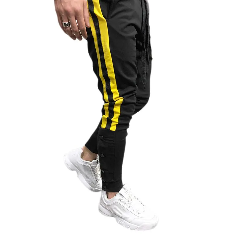 New Fashion Men's Trousers Hip Hop Style Casual Hit Color Sports Pants Stitching Color Pocket Drawstring Pencil Pants - Цвет: D