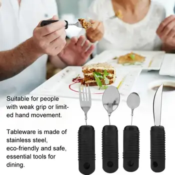 

4pcs Non Slip Tableware Thicken Handle Metal Cutlery Weighted Utensils for Elderly Use Health Care