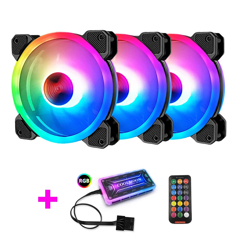 COOLMOON GUANG2 компьютерный чехол ПК охлаждающий вентилятор RGB регулировка 120 мм тихий +