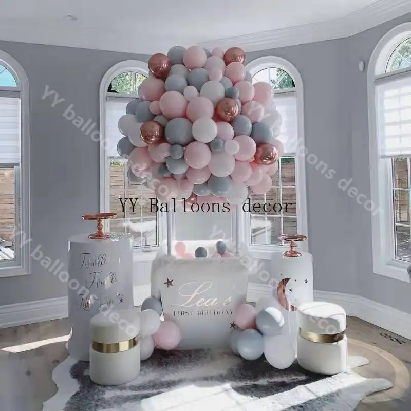 147 шт воздушные шары гирлянды арочный комплект Macaron Baby Розовый Серый Белый