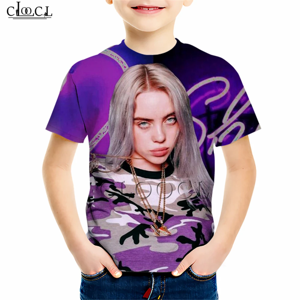 Подростковая Детская футболка с 3D принтом «Love Idol Genius Music Girl Billie Eilish», уличная одежда для мальчиков и девочек, повседневные топы для скейтборда - Цвет: Kids T shirt 7