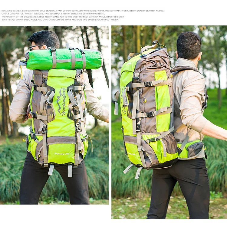 Climbing Outdoor Bags 80L Nylon External Frame hiking backpacks Unisex Travel waterproof man women Camping Trekking backpack