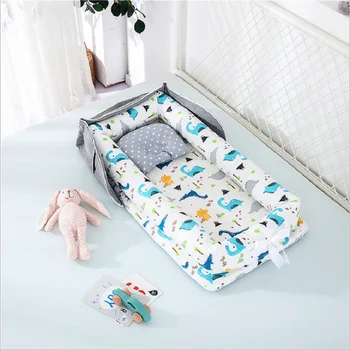

Washable Cartoon Cotton Baby Nest Bed Newborn Nest Baby Crib For Kids Bebe Cradle Bassinet Bumper Baby Bed Bassinet Bumper