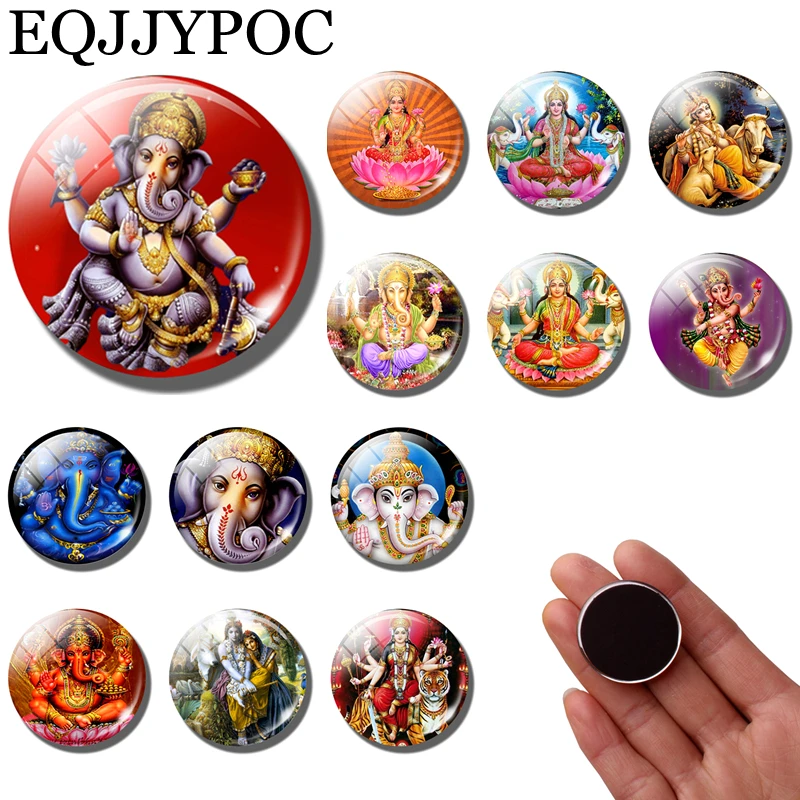 Магнит на холодильник Lord Ganecha Lakshmi Shiva Amulet Ganapati Charm магниты Krishna Yoga Radha 30 мм наклейка