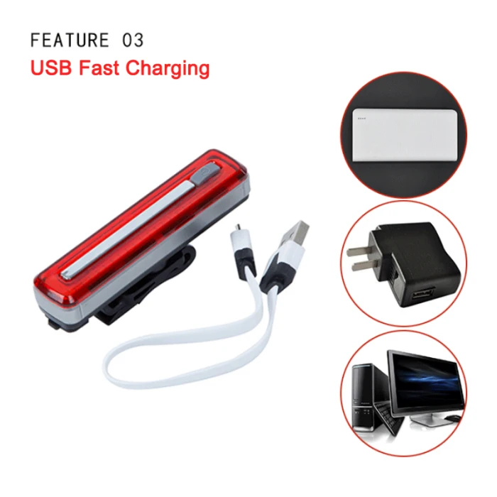 Discount Bike Bicycle Rear Front USB Rechargable COB Bike Light Lamp Red Light 360 Degrees Rotation 8 Modes &T8 9