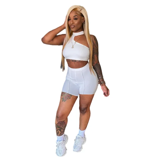 Women Halter Solid Crop Top And Shorts Set Two 2 Piece Sets Active  Tracksuit Summer Outfit - Short Sets - AliExpress