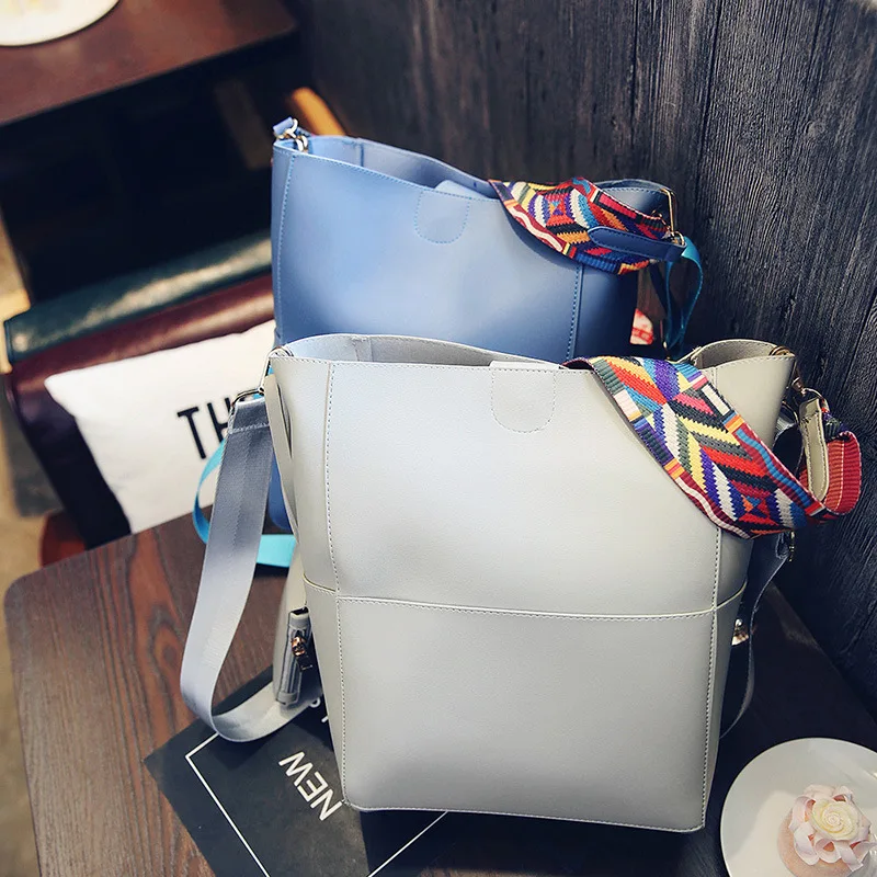 

2016 New Style Fashion Korean-style Single-shoulder Bag for Women Color Strap Shoulder Bag Versatile Casual Picture Bucket Bag