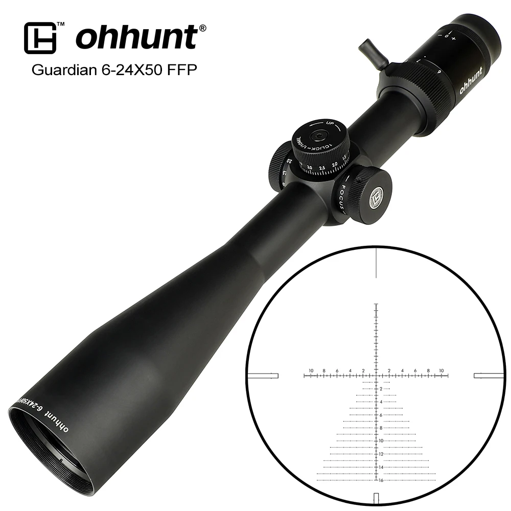 ohhunt Guardian 6-24X50 FFP First Focal Plane Hunting Riflescope Side Parallax Glass Etched Reticle Lock Reset Tactical Scope