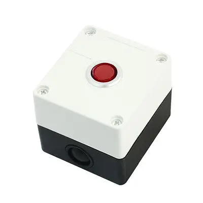 

AC 220V SPDT 1 NO 1 NC Locking Type Red Button Pushbutton Station Box