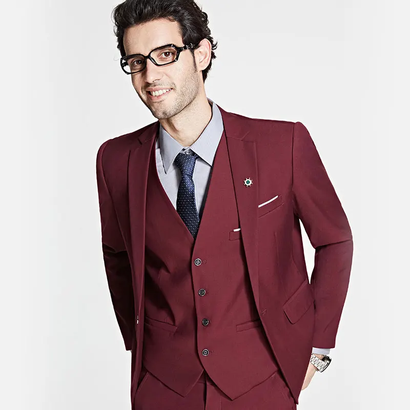 

Groom Tuxedos Business Dress Formal Blazer Set One button Wedding Suits Slim Fit Social Wedding Suit (Jacket+Pants+Vest) A135