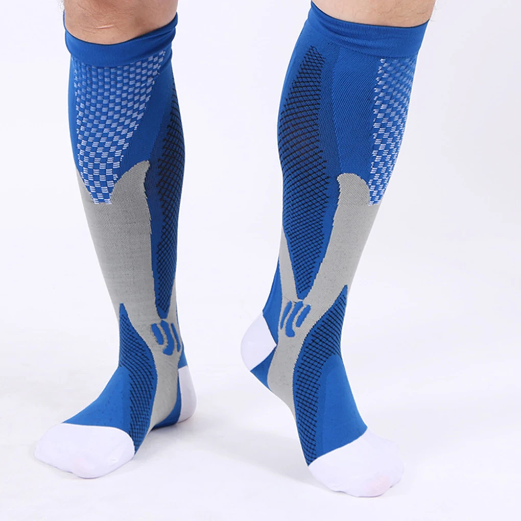 Компрессионные носки для мужчин и женщин, подходят для занятий спортом, черные Компрессионные носки для защиты от усталости и боли, гольфы до колена