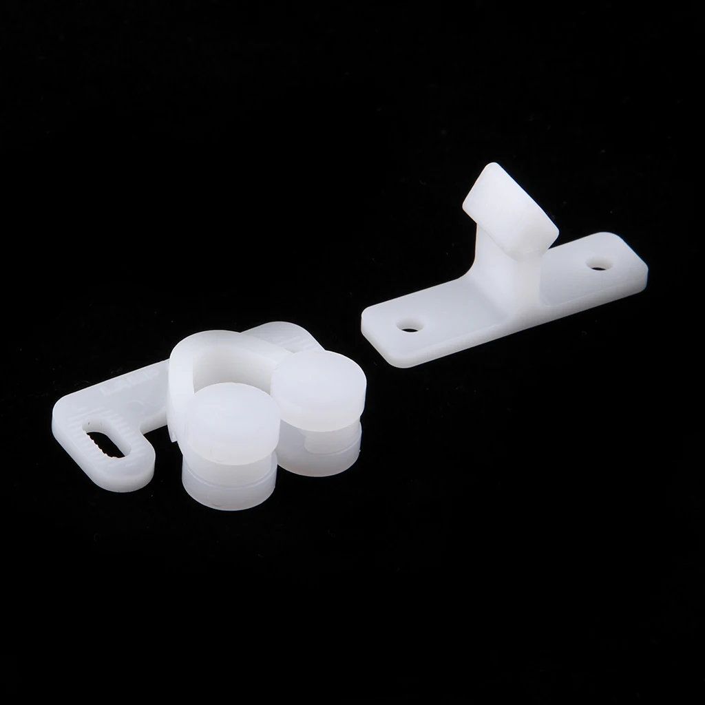 Plastic Tension Roller Catch Latch for Marine Boat RV Caravan Cupboard Cabinet Closet Doors - White
