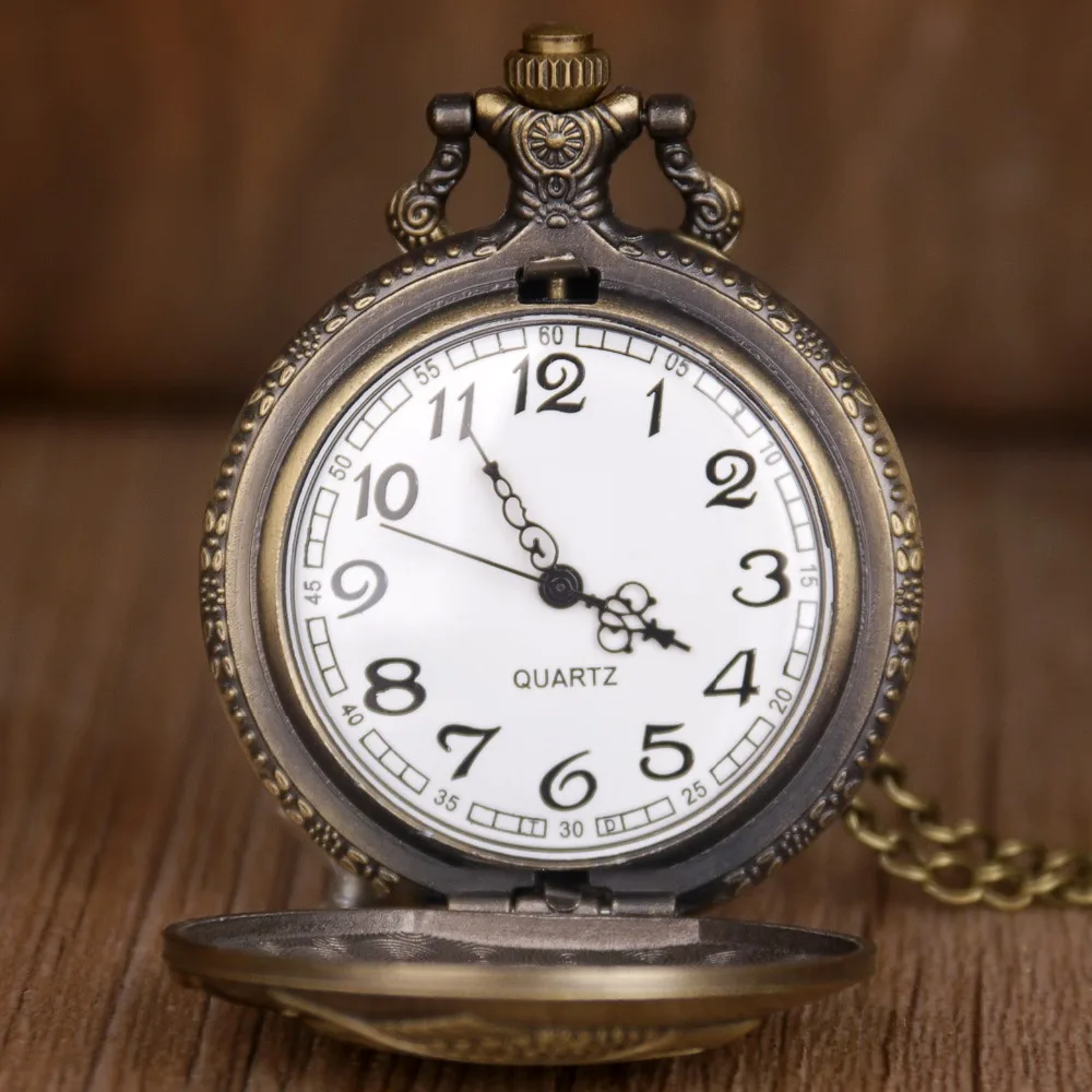 Винтажный дизайн самолета кварцевые карманные часы для мужчин и женщин бронзовые ретро карманные часы с цепочкой подарок Подвесные часы