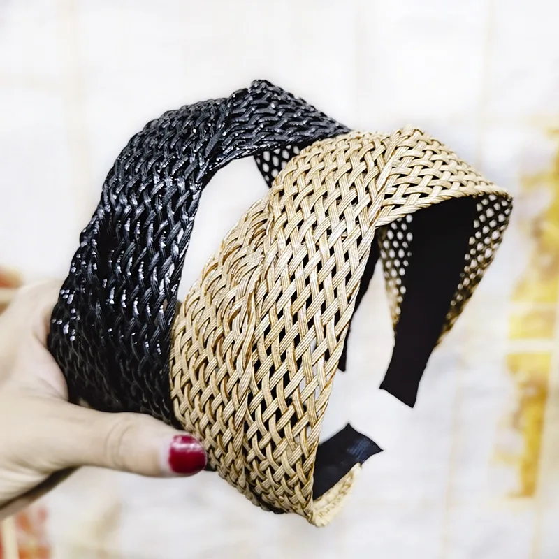

Hair Accessories for Girls Straw Hairband Summer Weaving Knotted Headband for Women Cross Handmade Hair Hoop Bohemian Hairband
