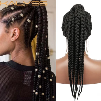 

Kalyss Wigs for Women 7 Tiny Box Braided Wig Swiss Lace Front with Baby Hair synthetic lace front wig Lace braided wigs 22 Inch