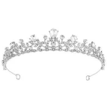 

Simple Bride Small Crown Headwear Alloy with Rhinestone Leaves Wedding Hair Accessories Women Headdress