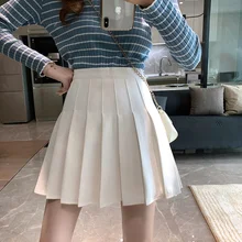 

Student White High Waist A-line Skirt Summer New Female Skirt All-match Pleated Skirt Short Skirt