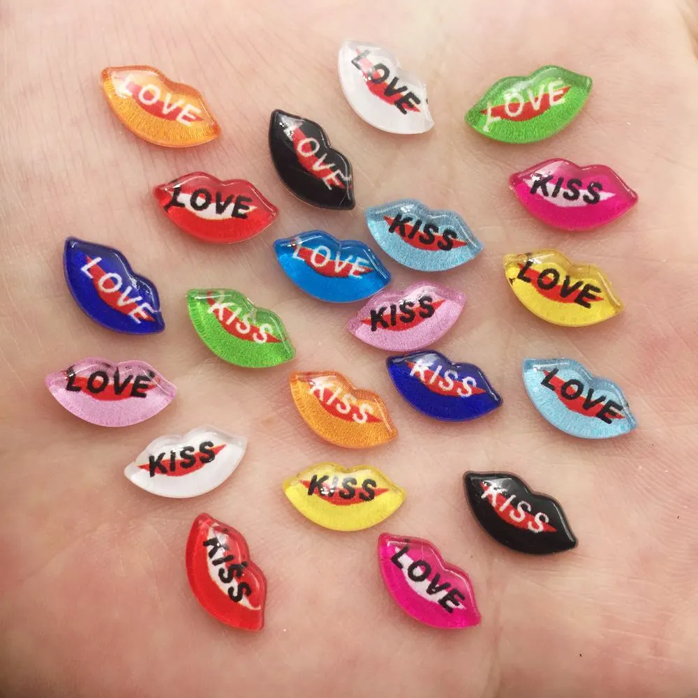 50pcs Resin Cute Colorful Beautiful Kiss Love Mouth Flatback Rhinestone Appliques DIY Wedding Scrapbook Craft SF052 | Дом и сад