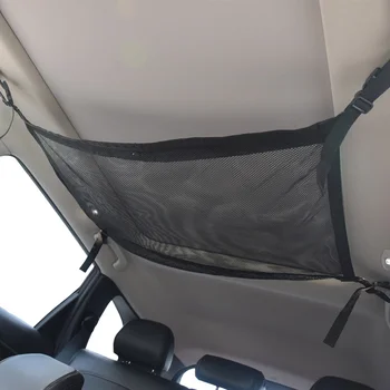 

New Car Ceiling Mesh Storage Bag Roof Interior Cargo Universal Net Bag Adjustable Sundries Storage Bag
