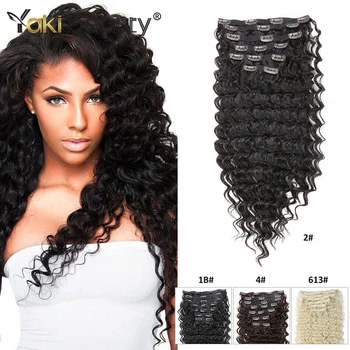 

YAKI BEAUTY Extension Clip In 24 Inch Deep Wave Hair On Hairpins 60cm Long Hairpieces For Women Full Head Free Shipping
